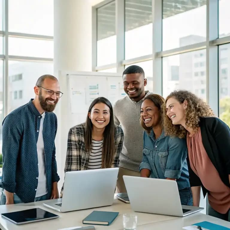 Team collaboration - diverse group of professionals working together