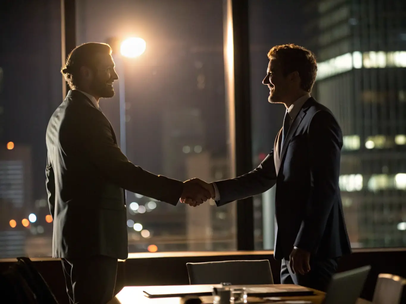 A business professional shaking hands with a foreign partner, symbolizing business visa opportunities.